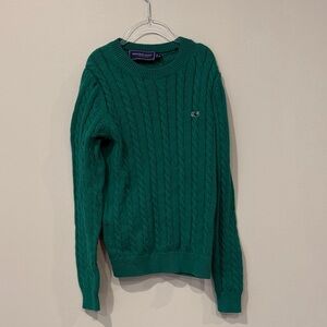 Vineyard Vines Emerald Green Cotton Cashmere Cable Knit Crewneck Sweater
